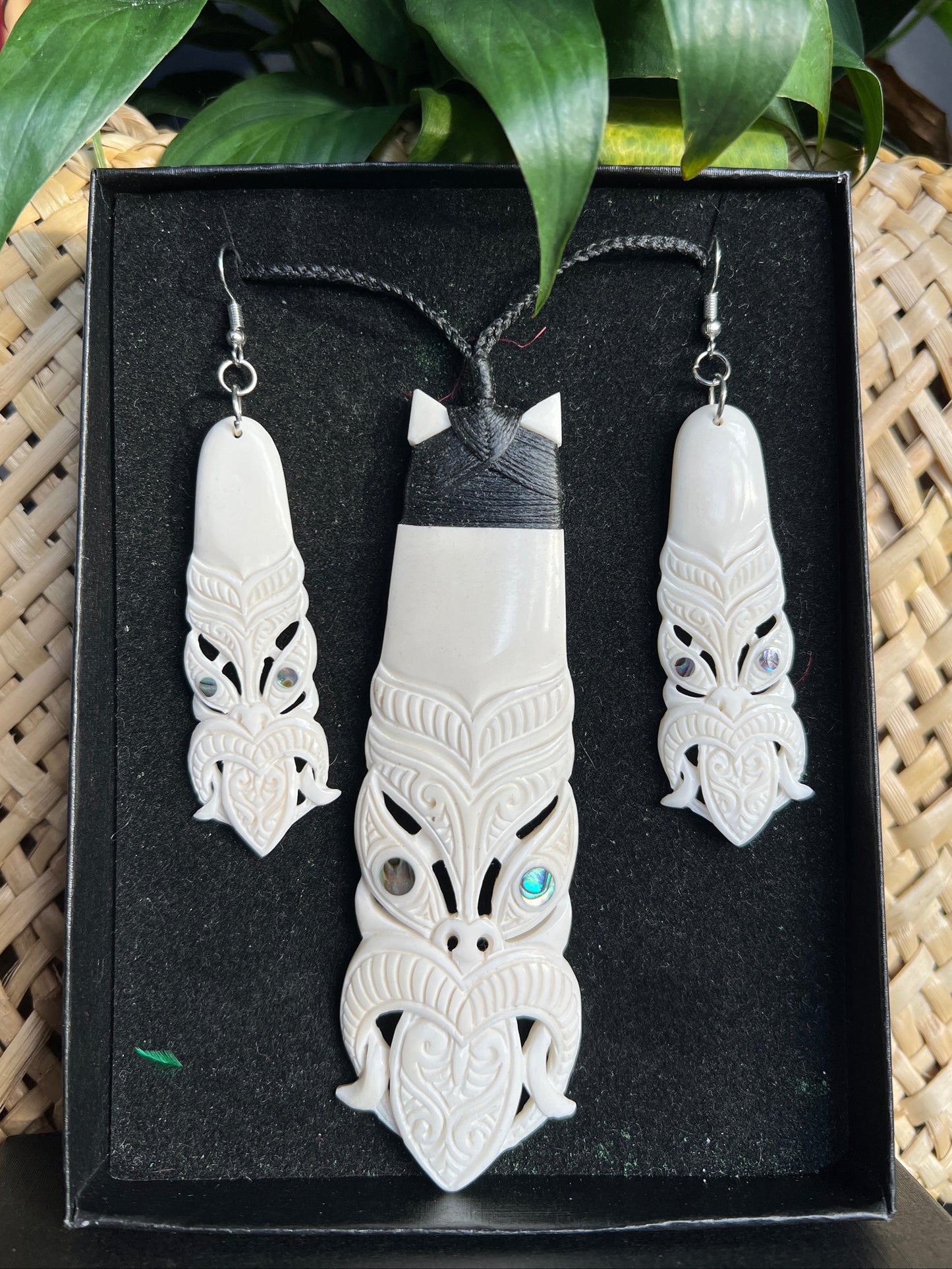 Bone Tiki Set Pendant and Earrings
