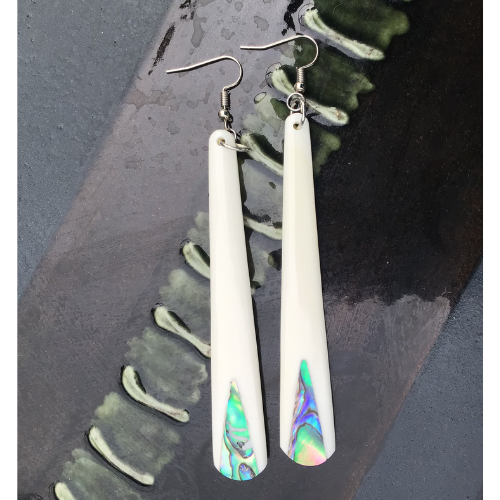 Paua Teardrop Bone Earrings