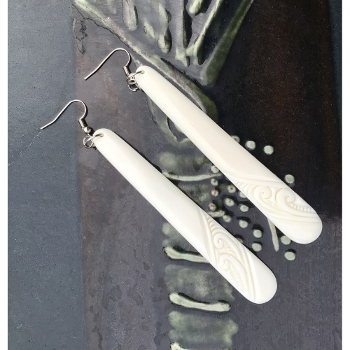 Koru Swirl Base Bone Earrings