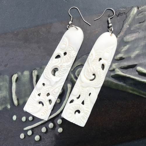 Manaia Design Bone Earrings