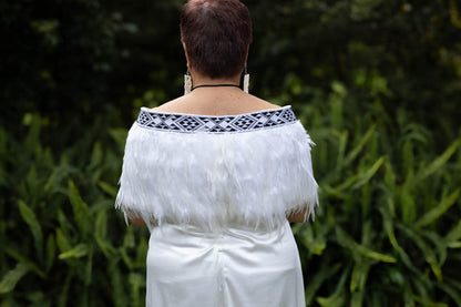 Bridal Korowai with Black & White Taniko Band