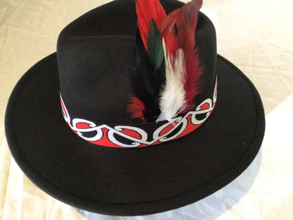 Potae - Black With Kowhaiwhai 3 Designs