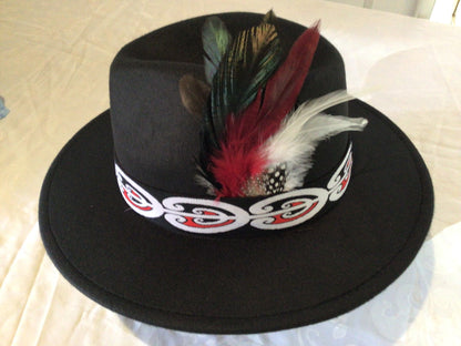 Potae - Black With Kowhaiwhai 3 Designs