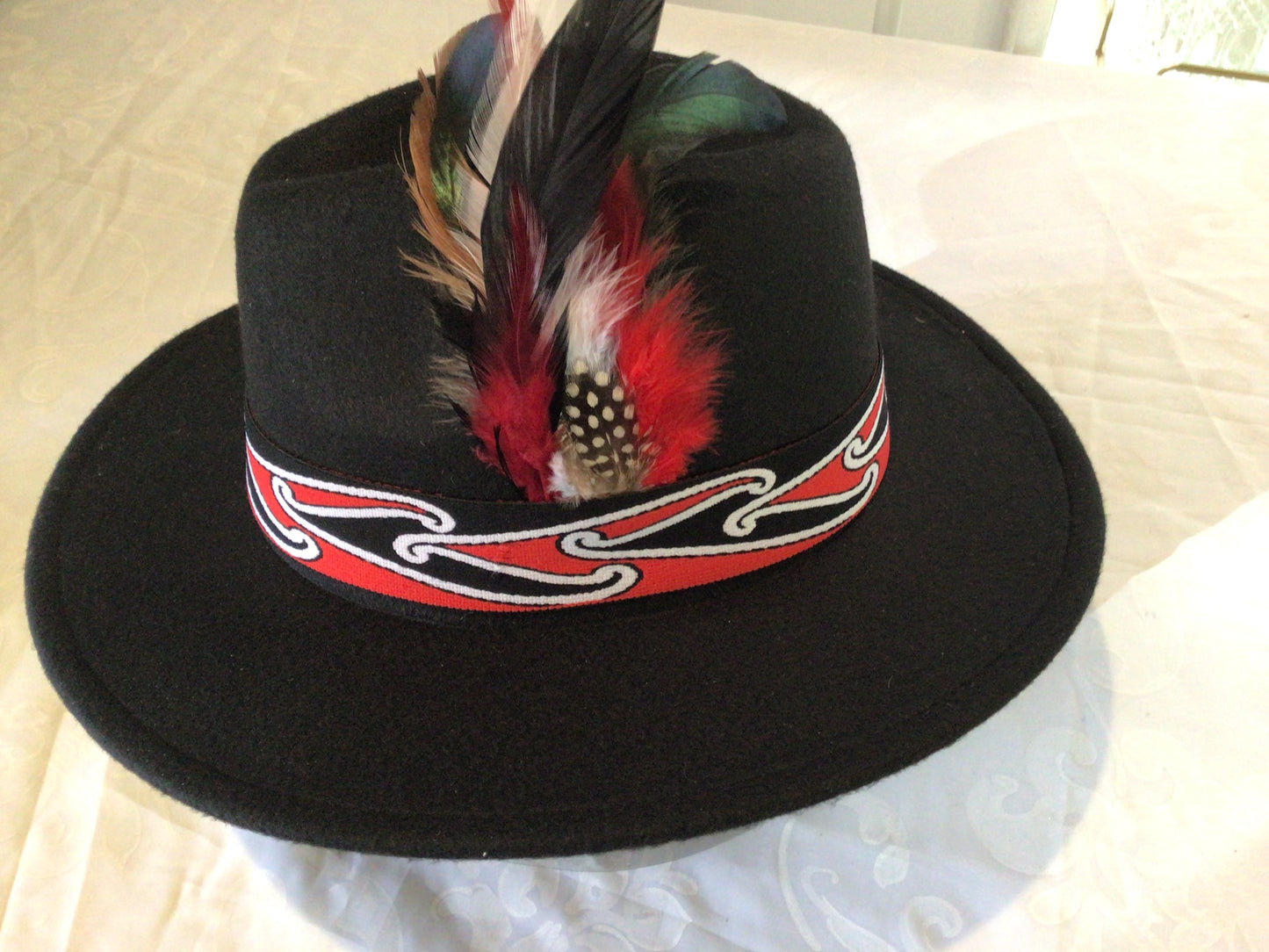 Potae - Black With Kowhaiwhai 3 Designs
