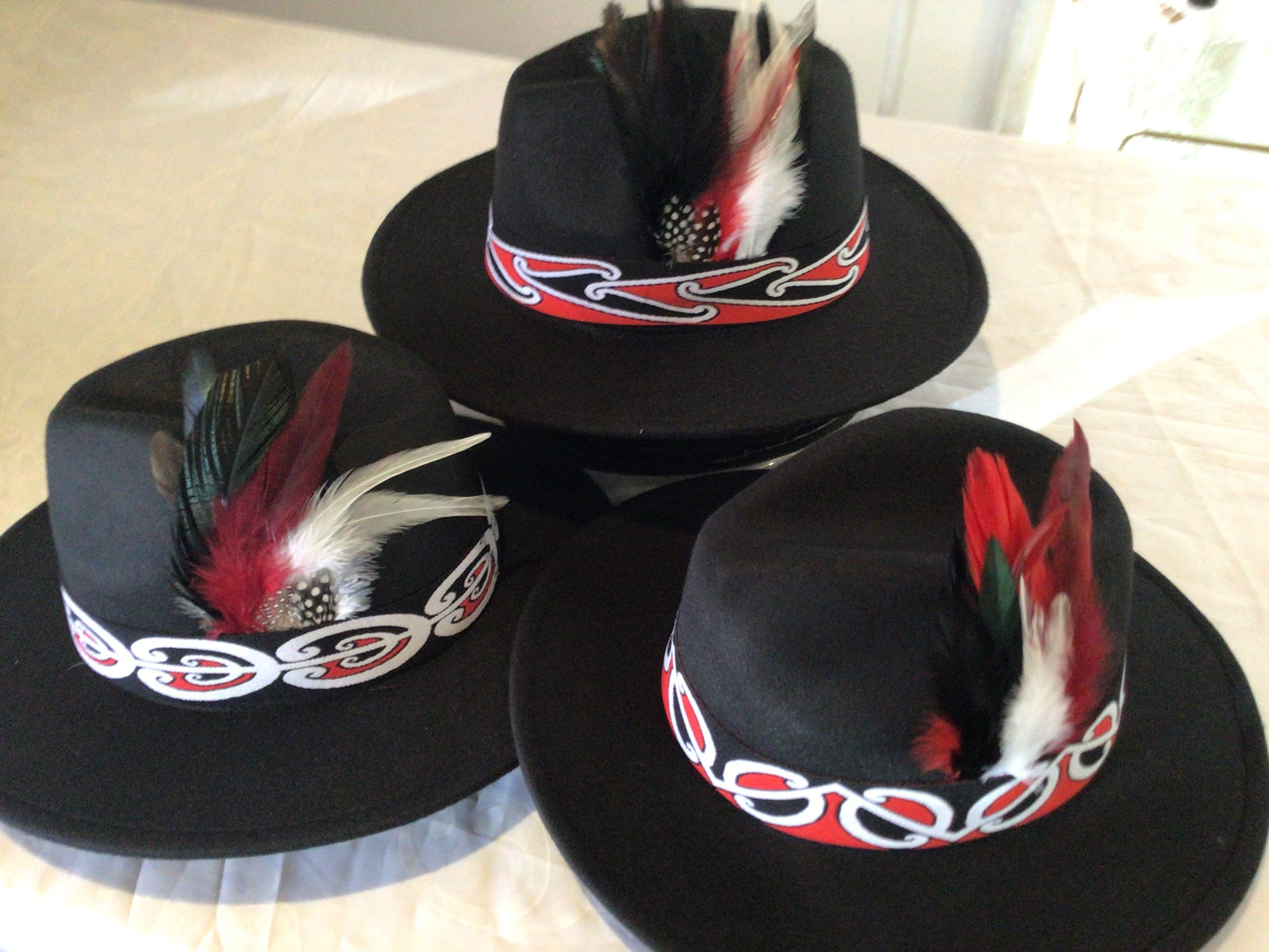 Potae - Black With Kowhaiwhai 3 Designs