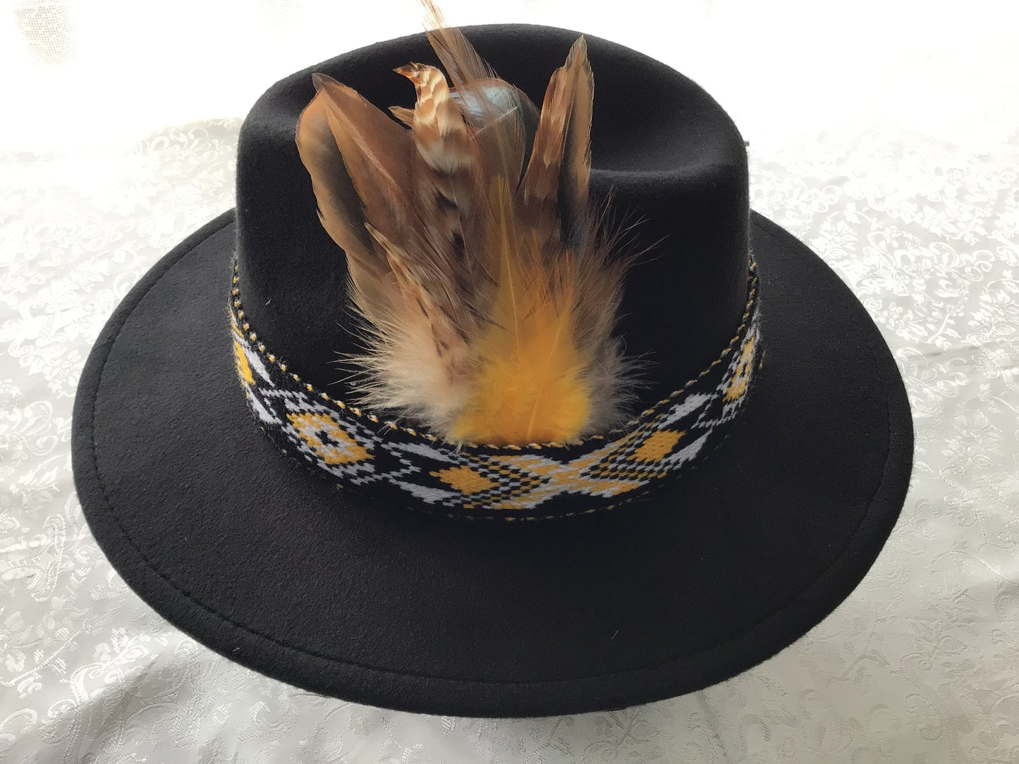 Potae - Tan, Orange & Yellow 3 Taniko Band Designs