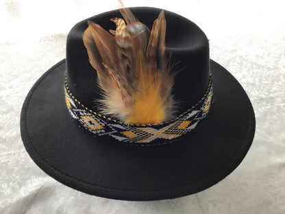 Potae - Tan, Orange & Yellow 3 Taniko Band Designs