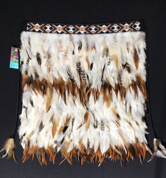 White & Tan Bridal Korowai with Tan Band