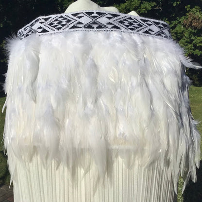 Bridal Korowai with Black & White Taniko Band
