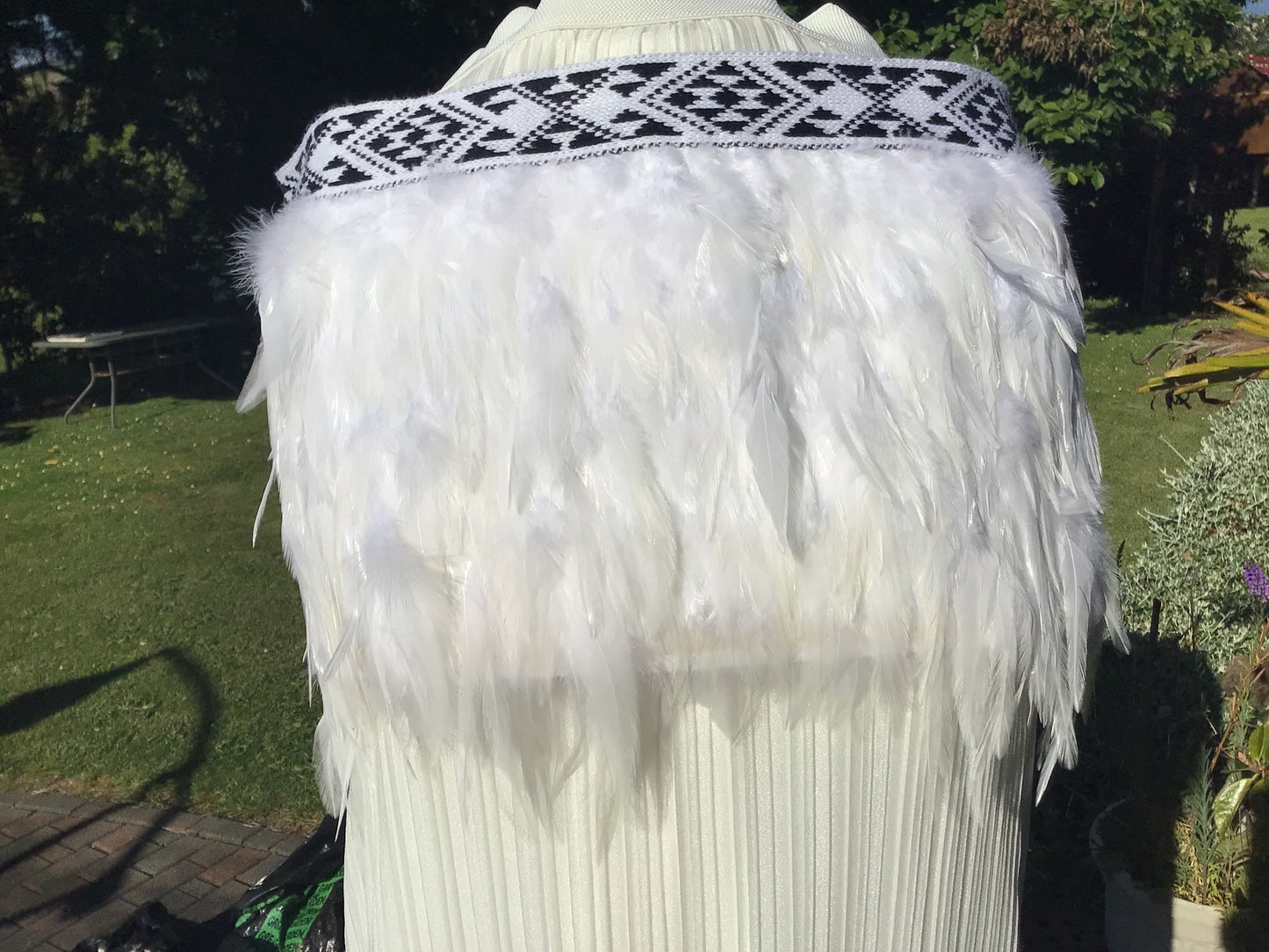 Bridal Korowai with Black & White Taniko Band