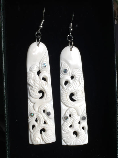 Manaia Design Bone Earrings