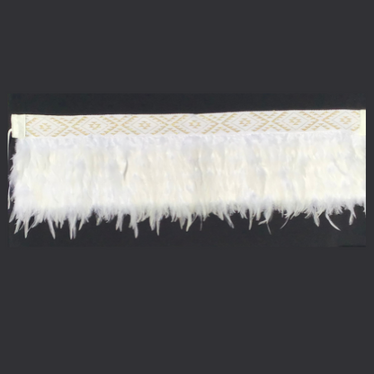 Bridal White Korowai With Gold Taniko Band