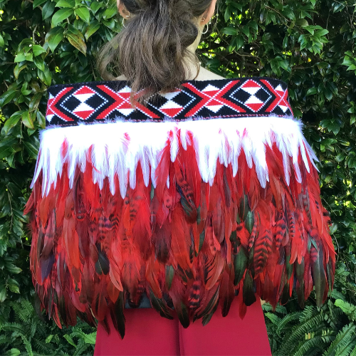 Red & White Evening Korowai