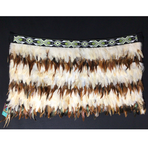 White & Tan Bridal Korowai with Light Green Band