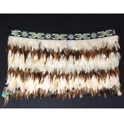 White & Tan Evening Korowai with Light Green Band