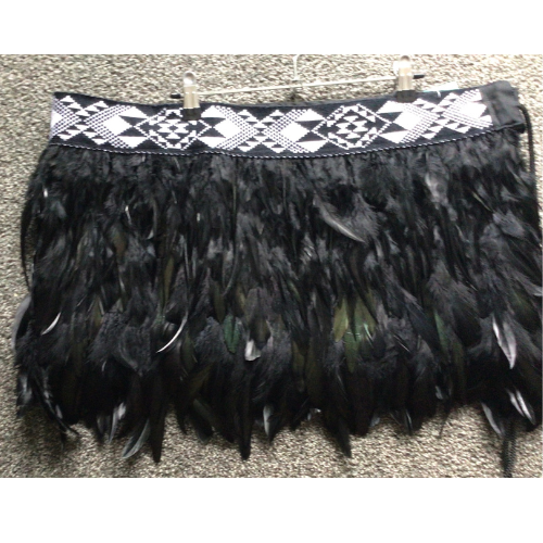 Black Evening Korowai With Black & White Band
