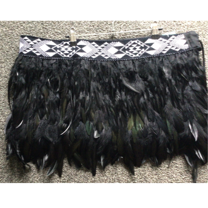 Black Evening Korowai With Black & White Band