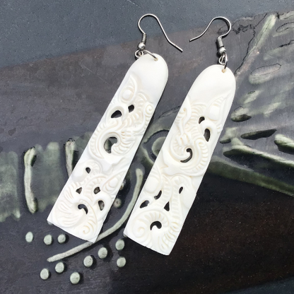 Manaia Design Bone Earrings